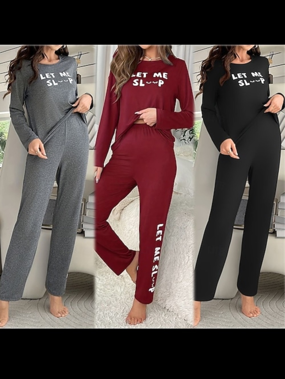 “Let Me Sleep” Women's Long Sleeve Pajama Set - Multiple Colors